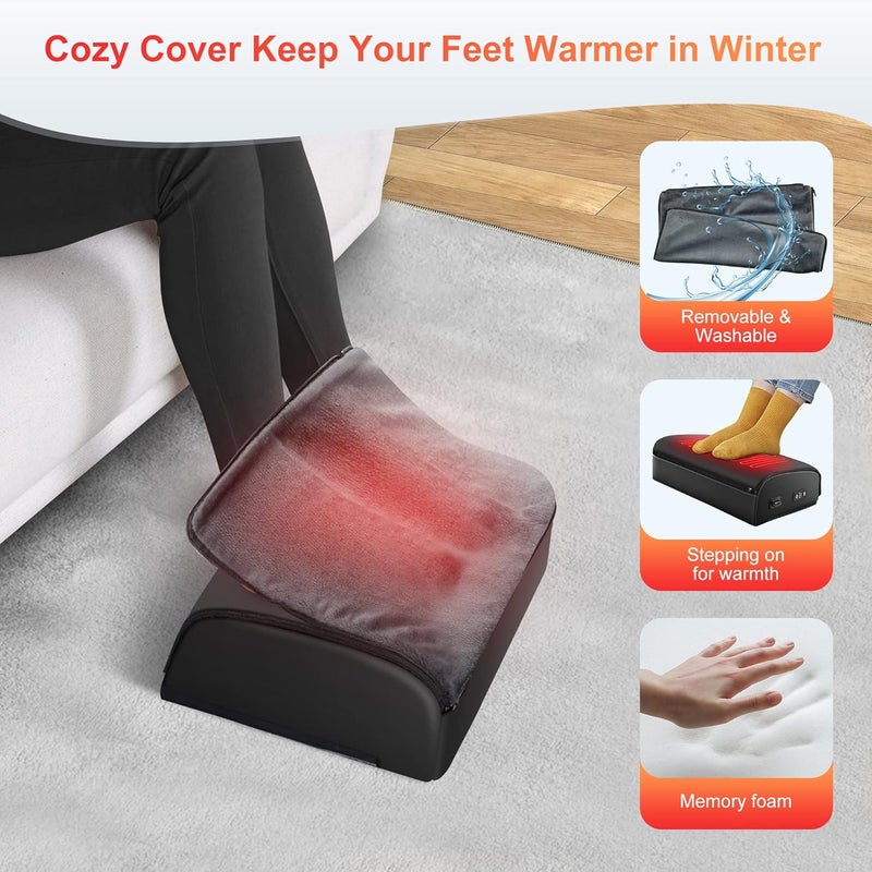 COMFIER Foot Rest Under Desk at Work with Heat,Foot Warmer,Adjustable Height Foot Stool Under Office Desk, Memory Foam Foot Stools for Back Pain Relief,Foot Stand,Gift - Image 4